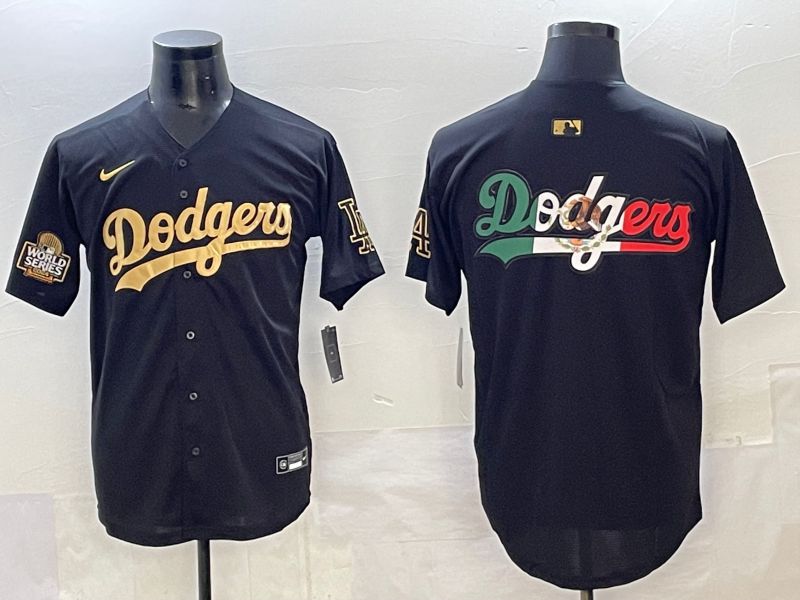 Men Los Angeles Dodgers Blank Black Gold Nike MLB Jersey style 0011